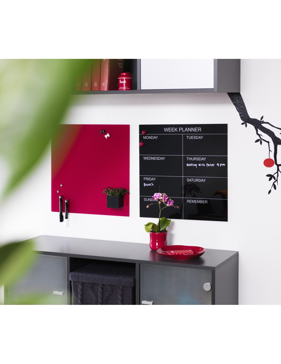 Lavagna magnetica in vetro cm 45x45 colore rosso by NAGA│Balena Design