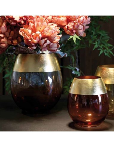 Vaso in vetro bordo dorato h 15 cm - BORDORATO S by Rituali Domestici