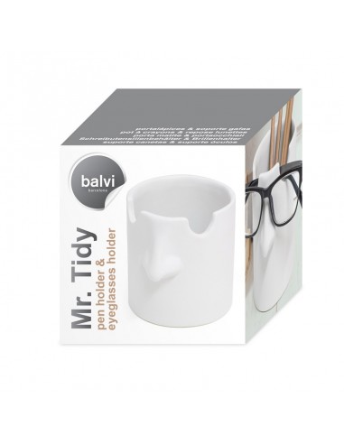 Portapenne e portaocchiali in ceramica colore bianco - MR TIDY by BALVI