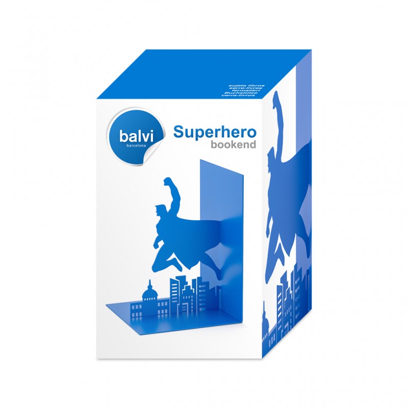 Fermalibri in metallo colore azzurro - SUPERHERO by BALVI